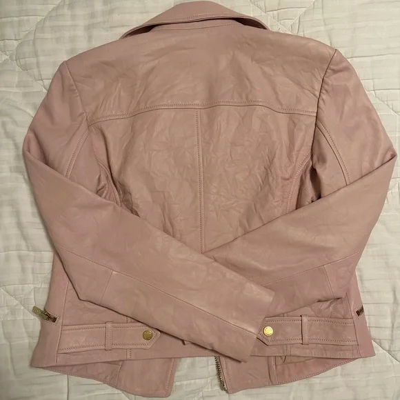 NEW WITH TAGS Michael Kors Pink Leather Jacket - Picture 2 of 9
